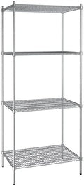 24" x 36" NSF Stainless Steel 4-Shelf Kit with 86" Posts, Heavy Duty Storage Shelving, Wire Shelving Kit, NSF Commercial Storage Rack Unit