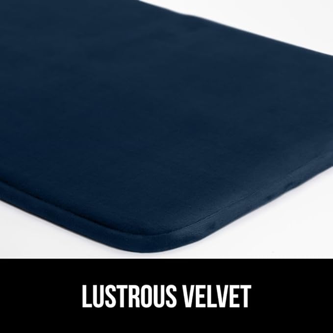 GORILLA GRIP Thick Memory Foam Toilet Rug for Bathroom, U Shaped Washable, Soft Absorbent Velvet Topside Floor Mats, Machine Wash, Cushioned Luxury Rugs for Bath Room, 22.5x19.5 Navy Blue