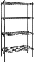 14" x 30" NSF Black Epoxy 4-Shelf Kit with 54" Posts, Heavy Duty Storage Shelving, Wire Shelving Kit, NSF Commercial Storage Rack Unit