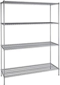 24" x 72" NSF Chrome 4-Shelf Kit with 96" Posts, Heavy Duty Storage Shelving, Wire Shelving Kit, NSF Commercial Storage Rack Unit