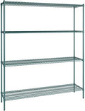 18" x 72" NSF Green Epoxy 4-Shelf Kit with 86" Posts, Heavy Duty Storage Shelving, Wire Shelving Kit, NSF Commercial Storage Rack Unit