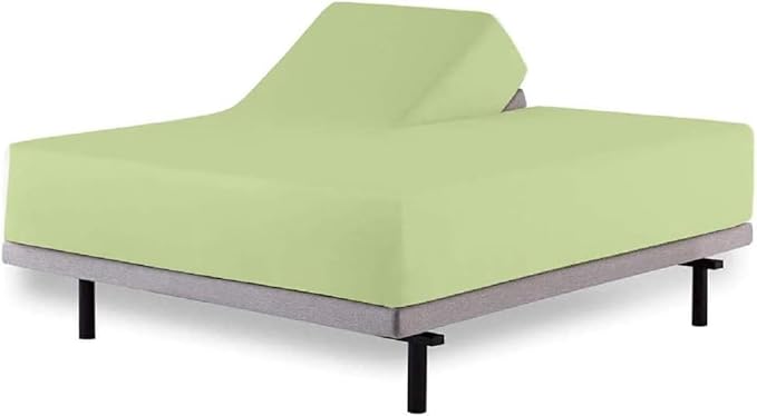 Top Split King Fitted Sheet Only for Adjustable beds, Split Down 34 inches from The Top, 600 Thread Count 100% Cotton Half Split Flex Head Fitted Sheet for Sleep Number Beds, Sage