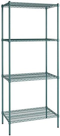 21" x 36" NSF Green Epoxy 4-Shelf Kit with 86" Posts, Heavy Duty Storage Shelving, Wire Shelving Kit, NSF Commercial Storage Rack Unit