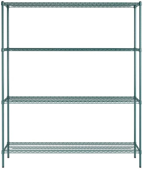14" x 72" NSF Green Epoxy 4-Shelf Kit with 86" Posts, Heavy Duty Storage Shelving, Wire Shelving Kit, NSF Commercial Storage Rack Unit
