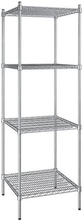 24" x 24" NSF Stainless Steel 4-Shelf Kit with 74" Posts, Heavy Duty Storage Shelving, Wire Shelving Kit, NSF Commercial Storage Rack Unit