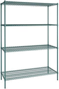24" x 60" NSF Green Epoxy 4-Shelf Kit with 86" Posts, Heavy Duty Storage Shelving, Wire Shelving Kit, NSF Commercial Storage Rack Unit