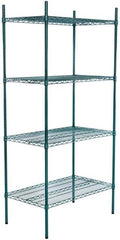 21" x 36" NSF Green Epoxy 4-Shelf Kit with 74" Posts, Heavy Duty Storage Shelving, Wire Shelving Kit, NSF Commercial Storage Rack Unit