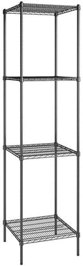 24" x 24" NSF Black Epoxy 4-Shelf Kit with 96" Posts, Heavy Duty Storage Shelving, Wire Shelving Kit, NSF Commercial Storage Rack Unit