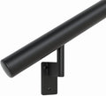 Promenaid 10ft Flush Handrail Kit - Satin Black - Complete Indoor/Outdoor Handrail for Stairs - 1.6" Round Anodized Aluminum Railing with 4 Satin Black Painted Pivoting Wall Brackets & Flush Endcaps