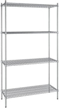 18" x 48" NSF Stainless Steel 4-Shelf Kit with 86" Posts, Heavy Duty Storage Shelving, Wire Shelving Kit, NSF Commercial Storage Rack Unit