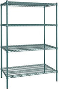 24" x 42" NSF Green Epoxy 4-Shelf Kit with 64" Posts, Heavy Duty Storage Shelving, Wire Shelving Kit, NSF Commercial Storage Rack Unit
