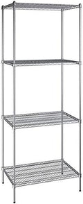 24" x 36" NSF Chrome 4-Shelf Kit with 96" Posts, Heavy Duty Storage Shelving, Wire Shelving Kit, NSF Commercial Storage Rack Unit