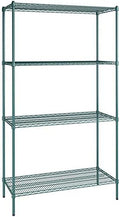 21" x 48" NSF Green Epoxy 4-Shelf Kit with 86" Posts, Heavy Duty Storage Shelving, Wire Shelving Kit, NSF Commercial Storage Rack Unit