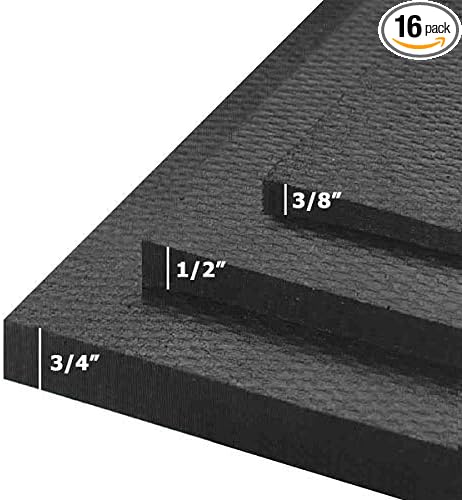 American Floor Mats Heavy Duty Stall Tiles - Stable/Horse Tiles - Thick, Durable Rubber Flooring Solid Black 8' x 8' Set 1/2" Thick (16 Tiles Total)