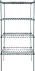 30" x 36" NSF Green Epoxy 4-Shelf Kit with 74" Posts, Heavy Duty Storage Shelving, Wire Shelving Kit, NSF Commercial Storage Rack Unit