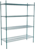 21" x 60" NSF Green Epoxy 4-Shelf Kit with 74" Posts, Heavy Duty Storage Shelving, Wire Shelving Kit, NSF Commercial Storage Rack Unit