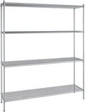 18" x 72" NSF Stainless Steel 4-Shelf Kit with 86" Posts, Heavy Duty Storage Shelving, Wire Shelving Kit, NSF Commercial Storage Rack Unit