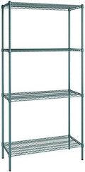 18" x 42" NSF Green Epoxy 4-Shelf Kit with 86" Posts, Heavy Duty Storage Shelving, Wire Shelving Kit, NSF Commercial Storage Rack Unit