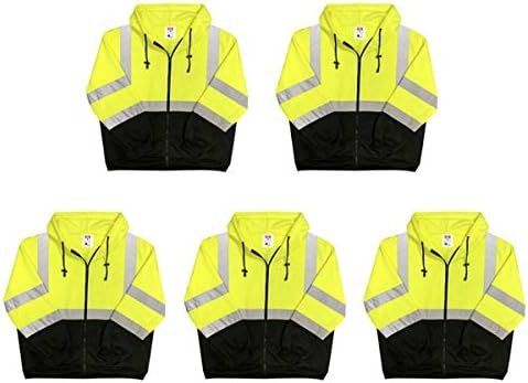 Lightweight High Visibility Hooded Jacket, 5 Pack, 3X-Large
