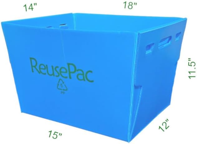 Postal Mail Tote Nestable Box, Storage Bin, Container, Basket, Organizer for Home and Business, Corrugated Plastic, Lightweight, Heavy Duty, Foldable,10 Gal (Sky Blue 4 Pack)