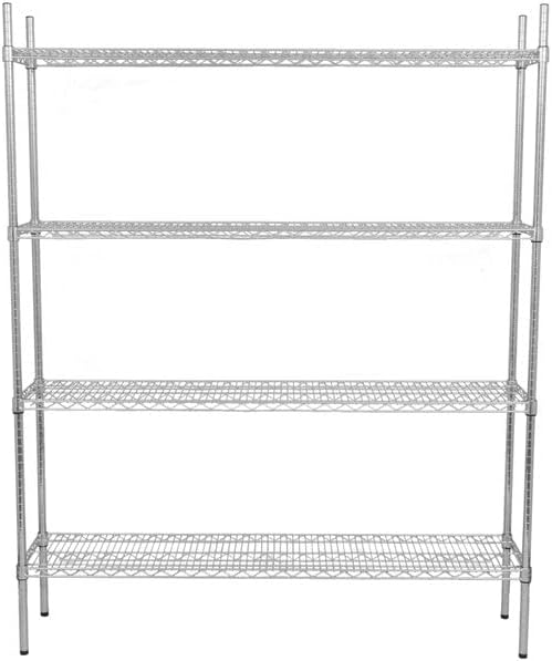14" x 72" NSF Chrome 4-Shelf Kit with 74" Posts, Heavy Duty Storage Shelving, Wire Shelving Kit, NSF Commercial Storage Rack Unit