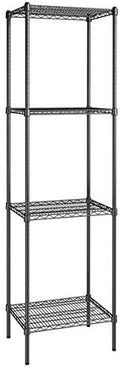 18" x 24" NSF Black Epoxy 4-Shelf Kit with 86" Posts, Heavy Duty Storage Shelving, Wire Shelving Kit, NSF Commercial Storage Rack Unit