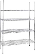 18" x 48" NSF Chrome 4-Shelf Kit with 74" Posts, Heavy Duty Storage Shelving, Wire Shelving Kit, NSF Commercial Storage Rack Unit