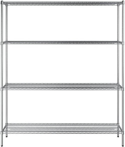14" x 72" NSF Chrome 4-Shelf Kit with 86" Posts, Heavy Duty Storage Shelving, Wire Shelving Kit, NSF Commercial Storage Rack Unit