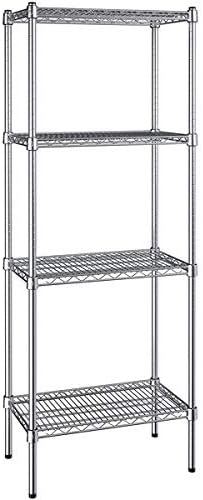 14" x 24" NSF Chrome 4-Shelf Kit with 64" Posts, Heavy Duty Storage Shelving, Wire Shelving Kit, NSF Commercial Storage Rack Unit