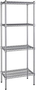14" x 24" NSF Chrome 4-Shelf Kit with 64" Posts, Heavy Duty Storage Shelving, Wire Shelving Kit, NSF Commercial Storage Rack Unit