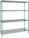 24" x 72" NSF Green Epoxy 4-Shelf Kit with 86" Posts, Heavy Duty Storage Shelving, Wire Shelving Kit, NSF Commercial Storage Rack Unit