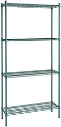 14" x 42" NSF Green Epoxy 4-Shelf Kit with 86" Posts, Heavy Duty Storage Shelving, Wire Shelving Kit, NSF Commercial Storage Rack Unit