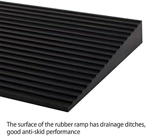 1.2'' Rise Solid Rubber Wheelchair Ramp,Threshold Ramp Used for Thresholds,Doorways and Bathroom (High:1.2 Inch(Pack of 1)) Black
