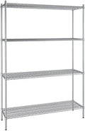 18" x 60" NSF Stainless Steel 4-Shelf Kit with 86" Posts, Heavy Duty Storage Shelving, Wire Shelving Kit, NSF Commercial Storage Rack Unit