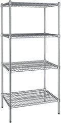 21" x 30" NSF Chrome 4-Shelf Kit with 64" Posts, Heavy Duty Storage Shelving, Wire Shelving Kit, NSF Commercial Storage Rack Unit