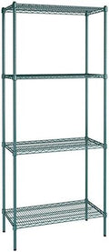 18" x 36" NSF Green Epoxy 4-Shelf Kit with 86" Posts, Heavy Duty Storage Shelving, Wire Shelving Kit, NSF Commercial Storage Rack Unit