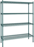 14" x 42" NSF Green Epoxy 4-Shelf Kit with 54" Posts, Heavy Duty Storage Shelving, Wire Shelving Kit, NSF Commercial Storage Rack Unit