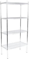 18" x 36" NSF Chrome 4-Shelf Kit with 74" Posts, Heavy Duty Storage Shelving, Wire Shelving Kit, NSF Commercial Storage Rack Unit