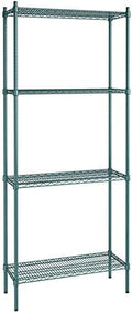 14" x 36" NSF Green Epoxy 4-Shelf Kit with 86" Posts, Heavy Duty Storage Shelving, Wire Shelving Kit, NSF Commercial Storage Rack Unit
