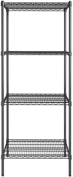 24" x 36" NSF Black Epoxy 4-Shelf Kit with 74" Posts, Heavy Duty Storage Shelving, Wire Shelving Kit, NSF Commercial Storage Rack Unit