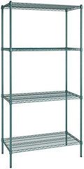21" x 42" NSF Green Epoxy 4-Shelf Kit with 86" Posts, Heavy Duty Storage Shelving, Wire Shelving Kit, NSF Commercial Storage Rack Unit