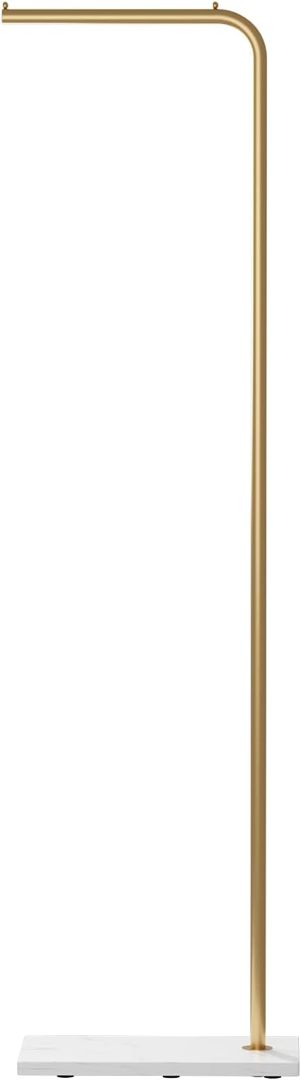 DR.IRON Gold Coat Racks, Metal Coat Racks Freestanding with Crossbar and Heavy Base, Modern Coat Rack Stand, L Shaped Clothing Rack for Entryway, Bedroom, Living Room or Office
