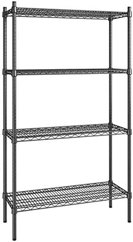 14" x 36" NSF Black Epoxy 4-Shelf Kit with 64" Posts, Heavy Duty Storage Shelving, Wire Shelving Kit, NSF Commercial Storage Rack Unit