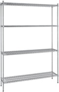 14" x 60" NSF Stainless Steel 4-Shelf Kit with 86" Posts, Heavy Duty Storage Shelving, Wire Shelving Kit, NSF Commercial Storage Rack Unit