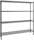 14" x 72" NSF Black Epoxy 4-Shelf Kit with 74" Posts, Heavy Duty Storage Shelving, Wire Shelving Kit, NSF Commercial Storage Rack Unit