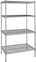 24" x 36" NSF Chrome 4-Shelf Kit with 64" Posts, Heavy Duty Storage Shelving, Wire Shelving Kit, NSF Commercial Storage Rack Unit