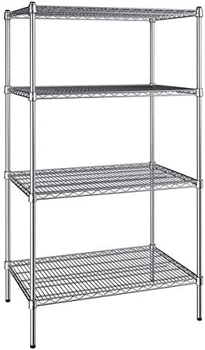 24" x 36" NSF Chrome 4-Shelf Kit with 64" Posts, Heavy Duty Storage Shelving, Wire Shelving Kit, NSF Commercial Storage Rack Unit