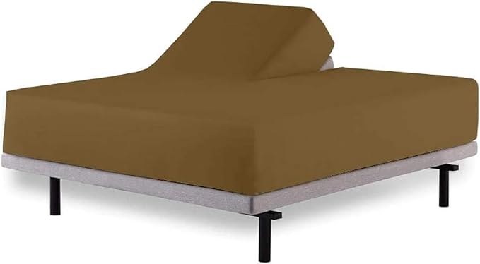Top Split Queen Fitted Sheet Only for Adjustable beds, Split Down 28 inches from The Top, 600 Thread Count 100% Cotton Half Split Flex Head Fitted Sheet for Sleep Number Beds, Taupe