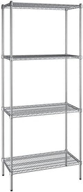 18" x 36" NSF Chrome 4-Shelf Kit with 86" Posts, Heavy Duty Storage Shelving, Wire Shelving Kit, NSF Commercial Storage Rack Unit