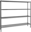 14" x 72" NSF Black Epoxy 4-Shelf Kit with 64" Posts, Heavy Duty Storage Shelving, Wire Shelving Kit, NSF Commercial Storage Rack Unit